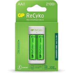 Зарядно GP BATTERIES E211 + 2 * 2100mAh AA, За 2 броя, NiMH