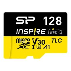 Карта памет Silicon Power microSDXC Inspire 128GB, Class 10, UHS-I U3, V30, A1, A2 с адаптер SD