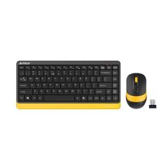 Комплект клавиатура и мишка A4TECH Fstyler FG1110, Безжичен, Черен/Жълт