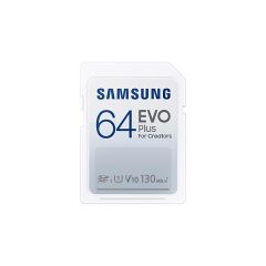 Карта памет Samsung EVO Plus, SD Card, 64GB, Бяла